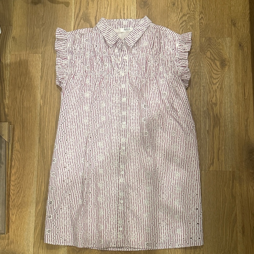 Purple  Striped Eyelet Mini Dress from Avara